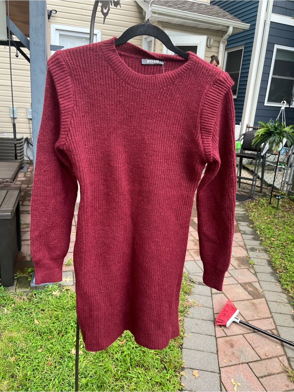 BRFBM Burgundy Long-Sleeve Knit Sweater Dress size medium